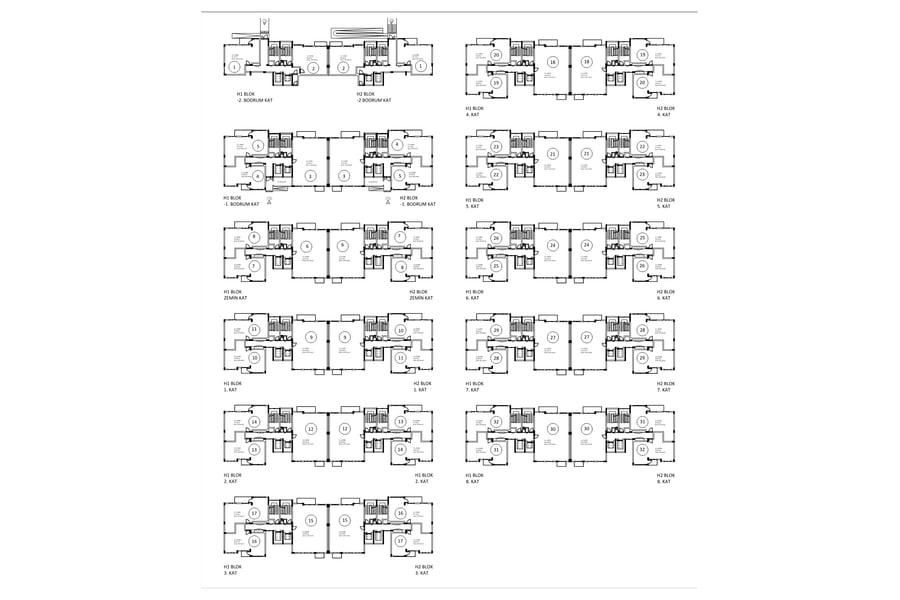 H1-H2 Blok kat planı